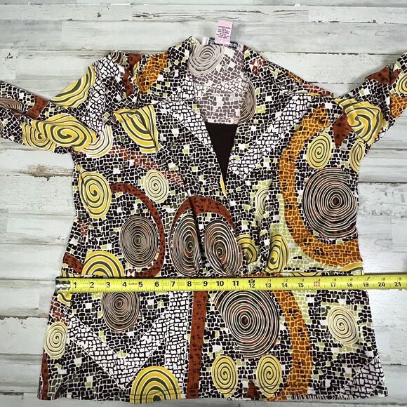 Michelle Thomas Shirt Women's L Top Blouse Multicolor Long Sleeve - Picture 7 of 8